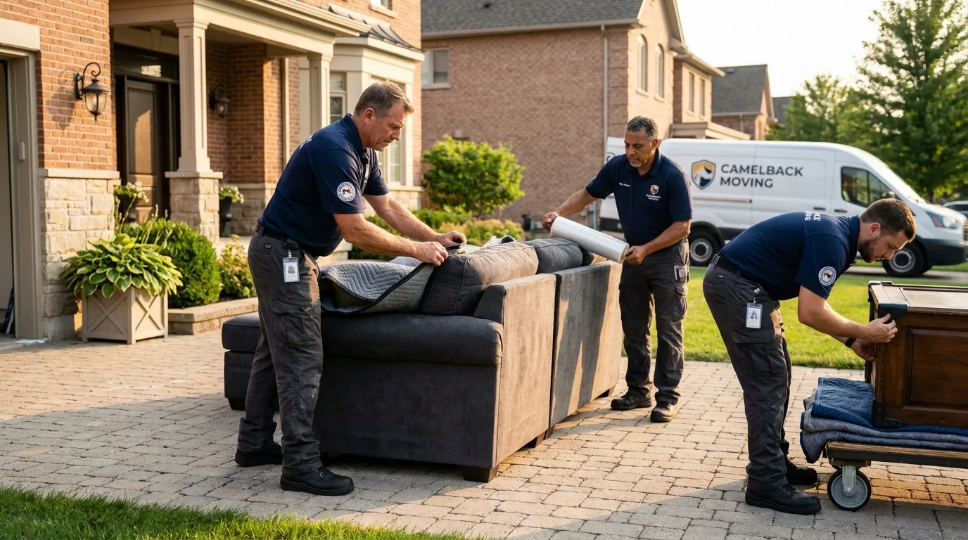 Large estate moving crew wrapping furniture in Lathrop, CA